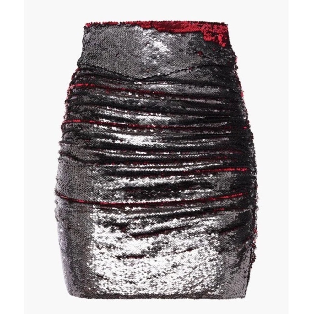 IRO Dreaming ruched sequined mesh mini skirt-NWT-Size:2